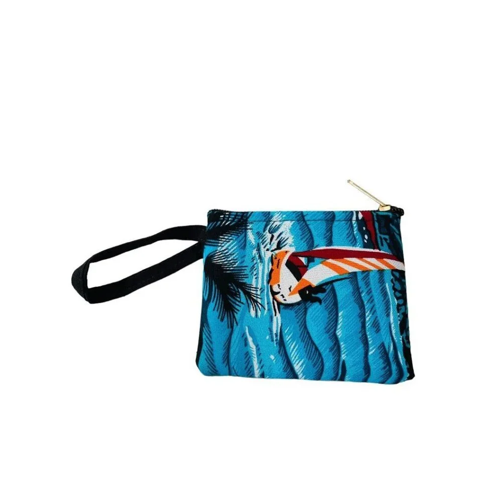 Jamaica‎ Souvenir Small Tropical Print Fabric Wristlet Zip Top 4.75